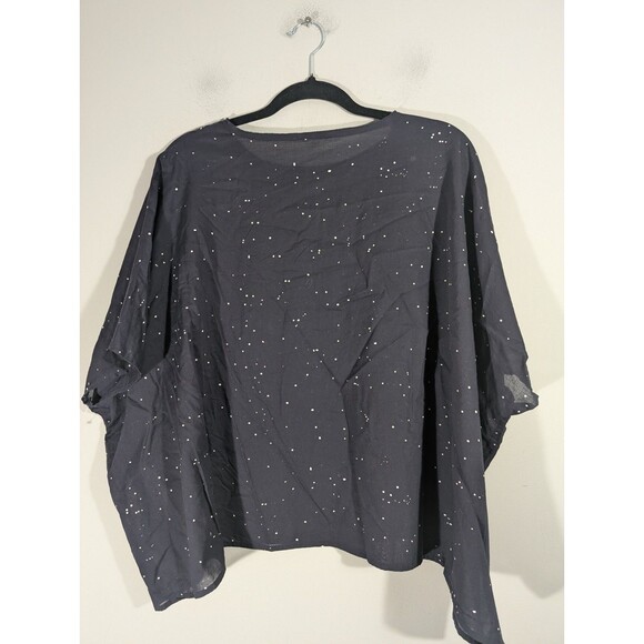 Eileen Fisher Womens Black Cropped Lightweight Poncho Cape Sz XXS/XS Lagenlook - Picture 2 of 8